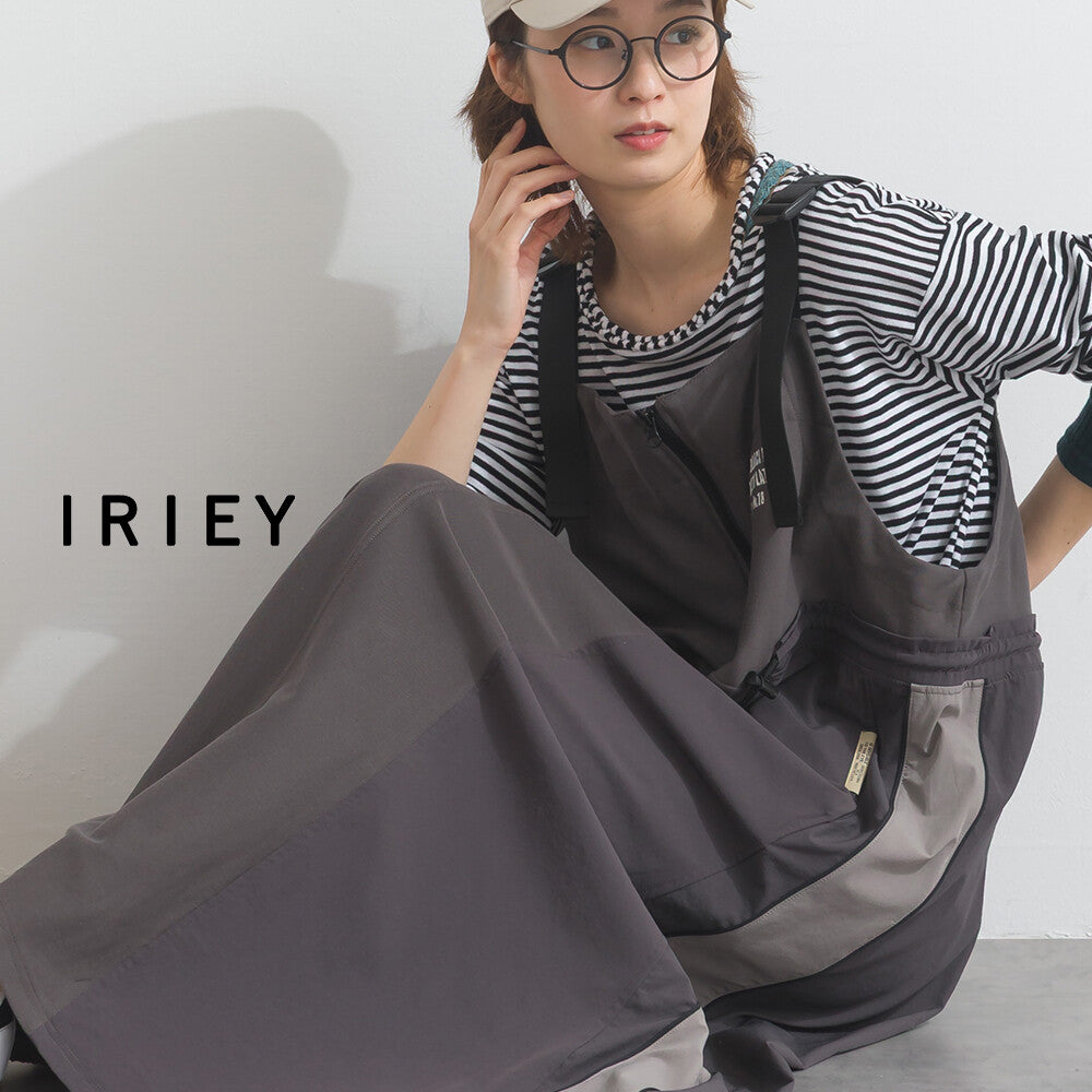 【iriey】撞色側線條 絲光斜紋 長版吊帶連身裙 Japan E-Shop