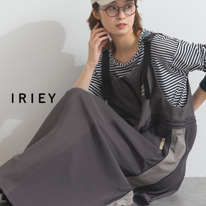 【iriey】撞色側線條 絲光斜紋 長版吊帶連身裙 Japan E-Shop
