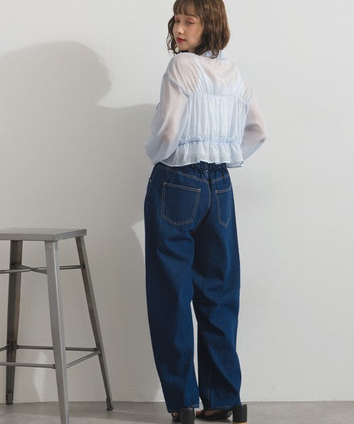 【春夏顯瘦首選】ELENCARE DUE 10oz 棉質牛仔繭型弧形寬褲 2026春夏新款 Japan E-Shop