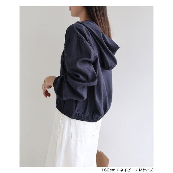 【evernavy】輕薄透膚連帽短版長袖襯衫 Japan E-Shop