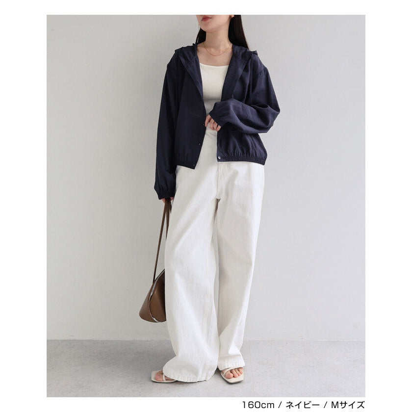 【evernavy】輕薄透膚連帽短版長袖襯衫 Japan E-Shop