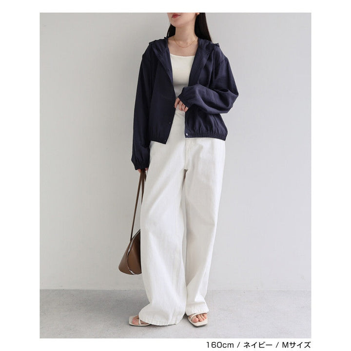 【evernavy】輕薄透膚連帽短版長袖襯衫 Japan E-Shop