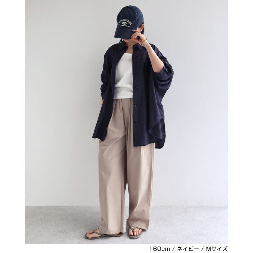 【evernavy】雙口袋寬鬆透膚長袖襯衫 Japan E-Shop