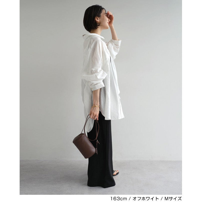 【evernavy】雙口袋寬鬆透膚長袖襯衫 Japan E-Shop
