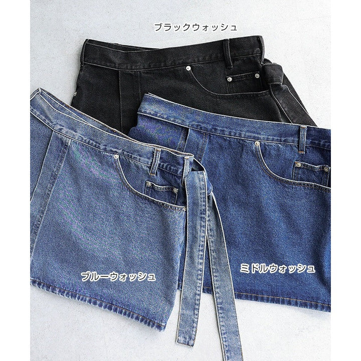 【evernavy】棉混水洗牛仔層次綁帶短裙 Japan E-Shop