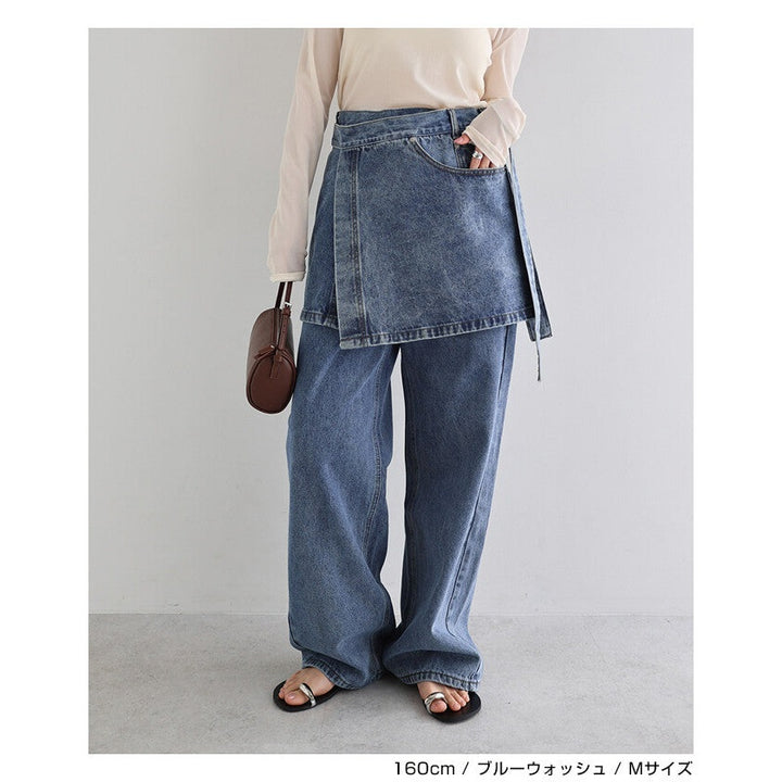 【evernavy】棉混水洗牛仔層次綁帶短裙 Japan E-Shop