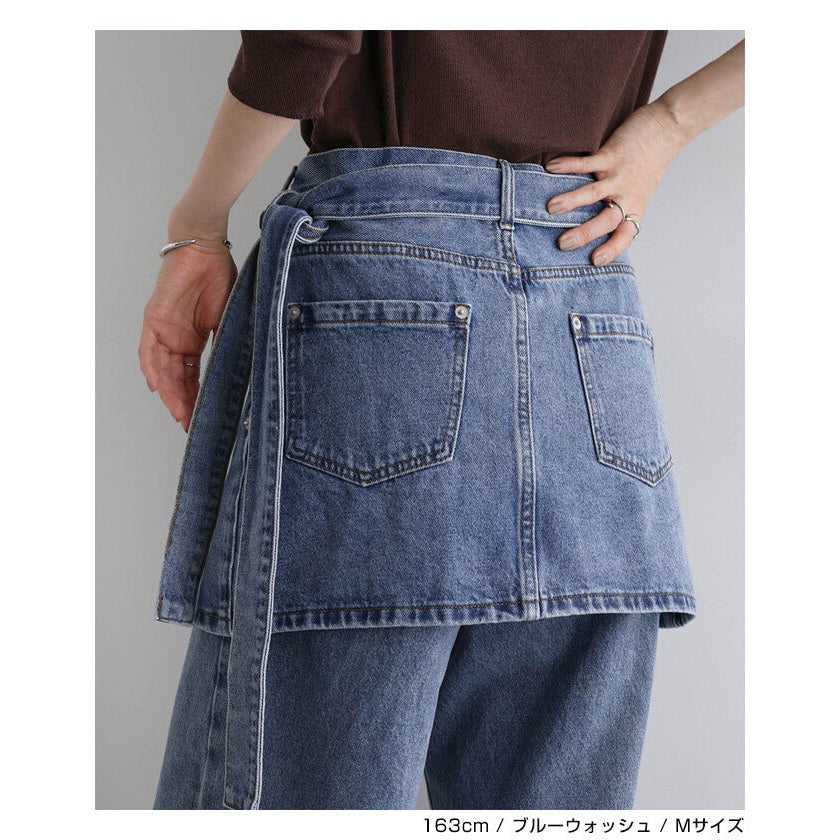 【evernavy】棉混水洗牛仔層次綁帶短裙 Japan E-Shop