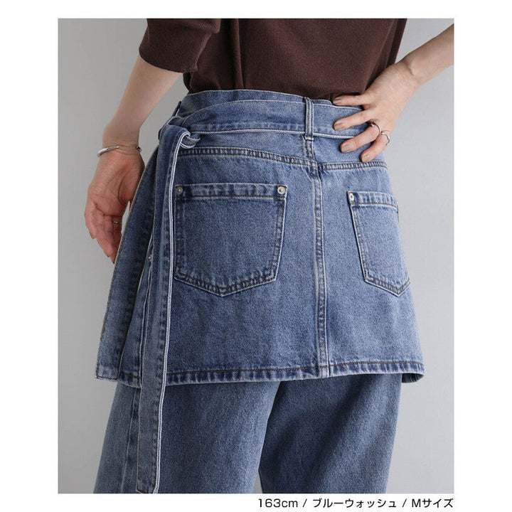 【evernavy】棉混水洗牛仔層次綁帶短裙 Japan E-Shop