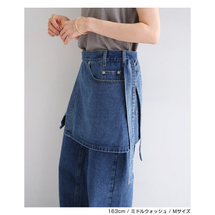 【evernavy】棉混水洗牛仔層次綁帶短裙 Japan E-Shop
