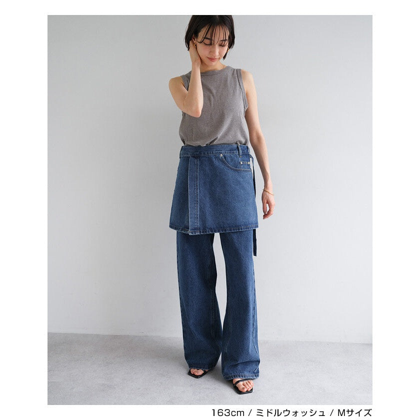 【evernavy】棉混水洗牛仔層次綁帶短裙 Japan E-Shop