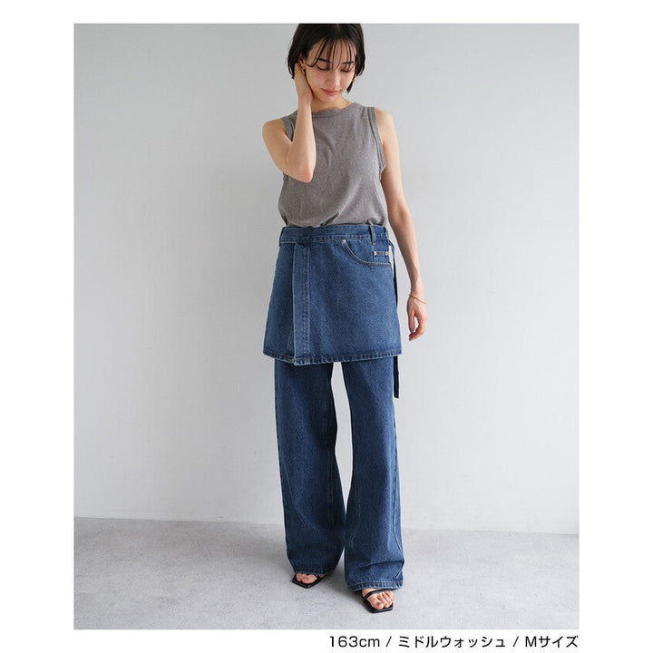 【evernavy】棉混水洗牛仔層次綁帶短裙 Japan E-Shop