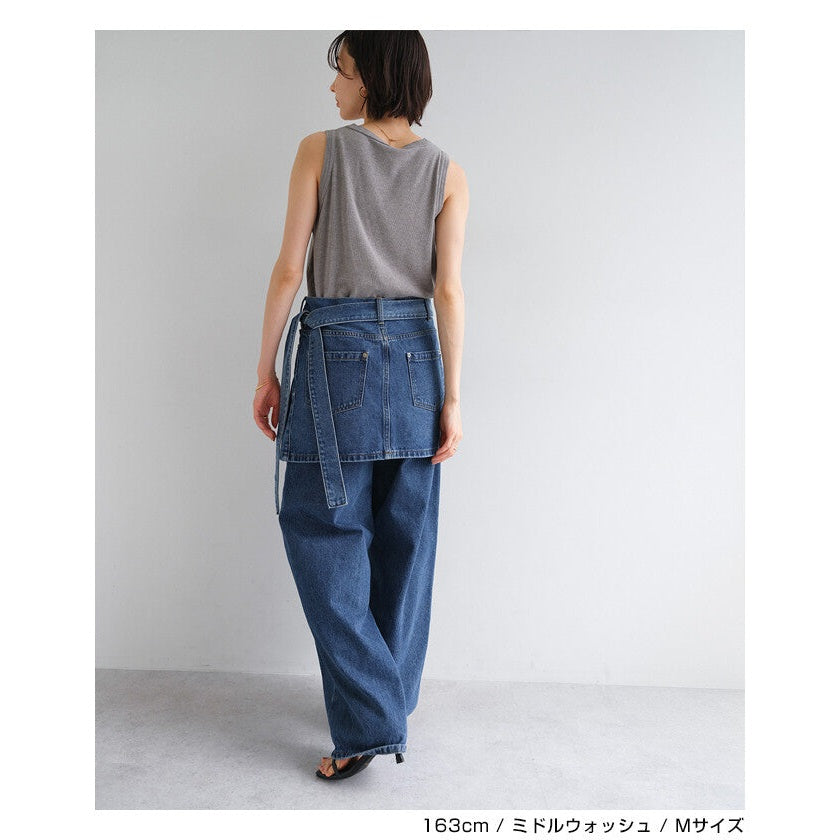 【evernavy】棉混水洗牛仔層次綁帶短裙 Japan E-Shop