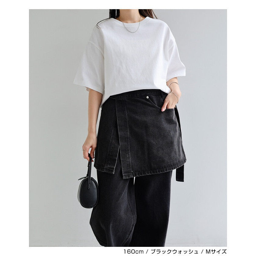 【evernavy】棉混水洗牛仔層次綁帶短裙 Japan E-Shop