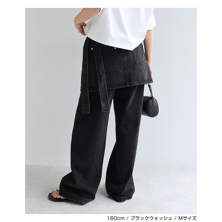【evernavy】棉混水洗牛仔層次綁帶短裙 Japan E-Shop