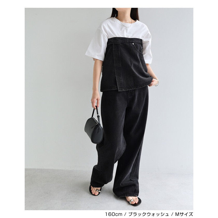 【evernavy】棉混水洗牛仔層次綁帶短裙 Japan E-Shop