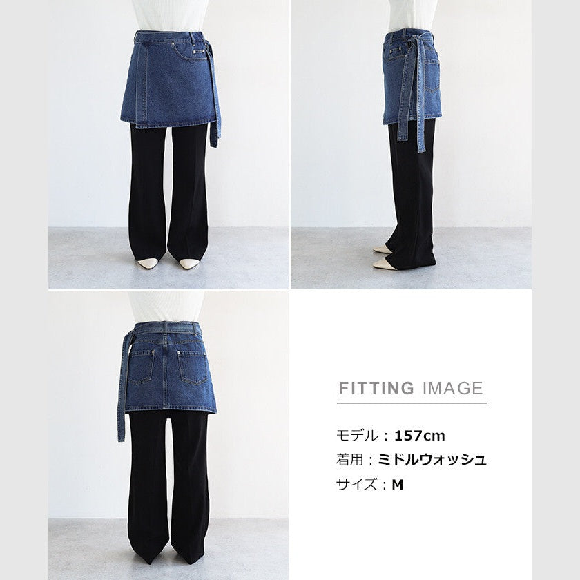 【evernavy】棉混水洗牛仔層次綁帶短裙 Japan E-Shop