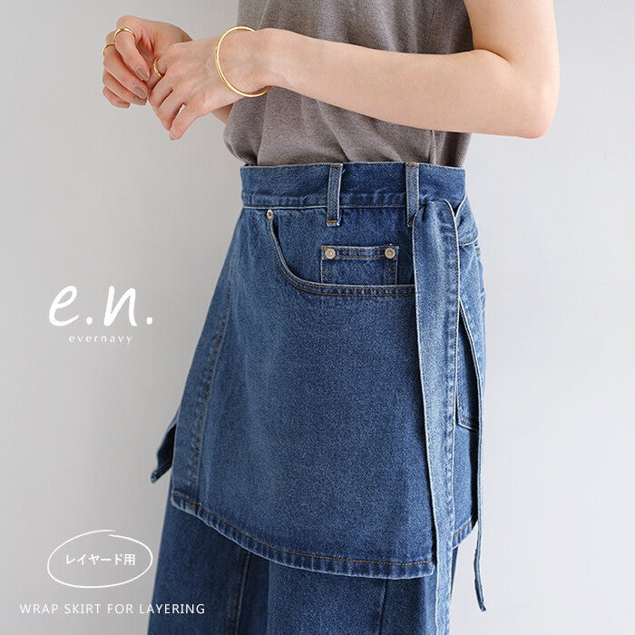 【evernavy】棉混水洗牛仔層次綁帶短裙 Japan E-Shop
