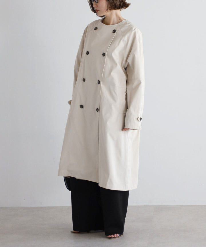 【TOPWHOLE】無領附腰帶長版風衣 Japan E-Shop