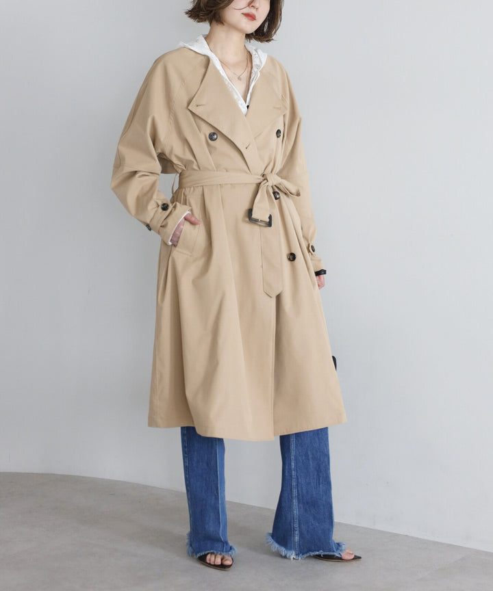 【TOPWHOLE】無領附腰帶長版風衣 Japan E-Shop