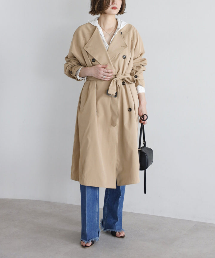 【TOPWHOLE】無領附腰帶長版風衣 Japan E-Shop