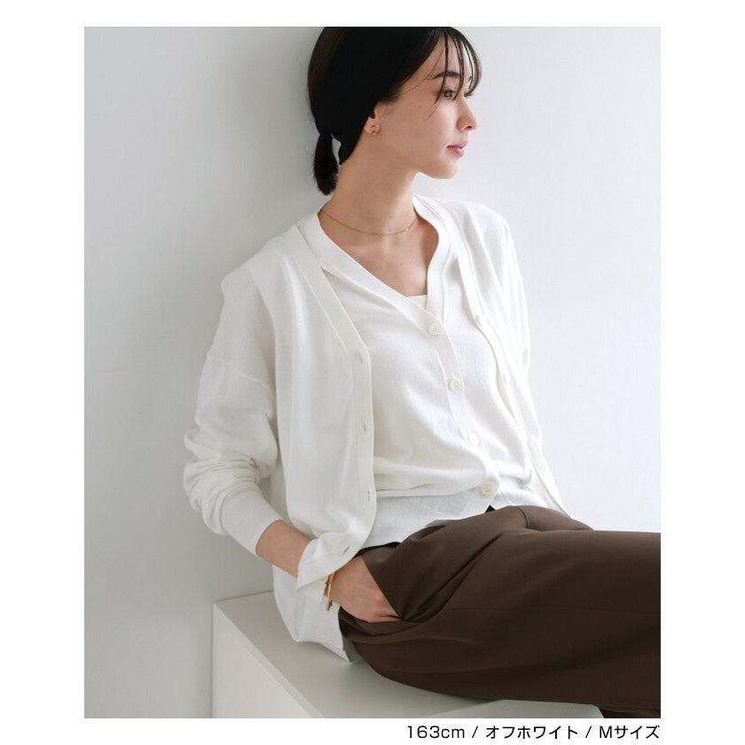 【evernavy】純棉14針細織V領針織開襟外套 Japan E-Shop