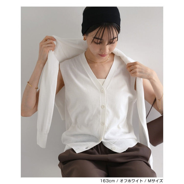 【evernavy】純棉細針織V領鈕扣背心 Japan E-Shop
