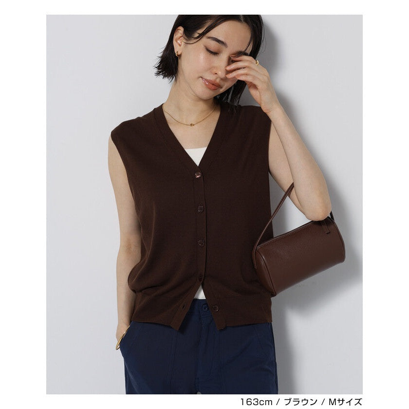 【evernavy】純棉細針織V領鈕扣背心 Japan E-Shop
