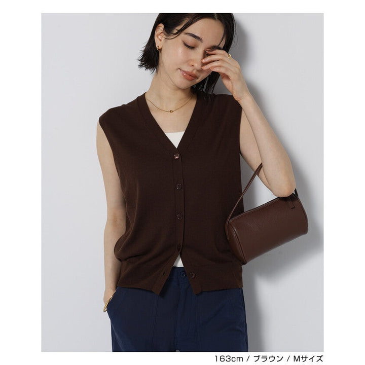 【evernavy】純棉細針織V領鈕扣背心 Japan E-Shop