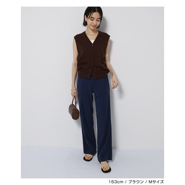 【evernavy】純棉細針織V領鈕扣背心 Japan E-Shop