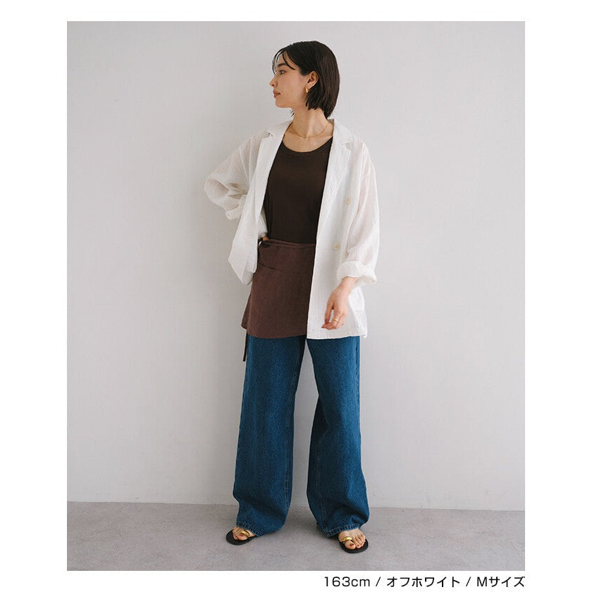 【evernavy】亞麻混紡透膚雙排扣寬鬆外套 Japan E-Shop