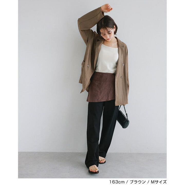 【evernavy】亞麻混紡透膚雙排扣寬鬆外套 Japan E-Shop