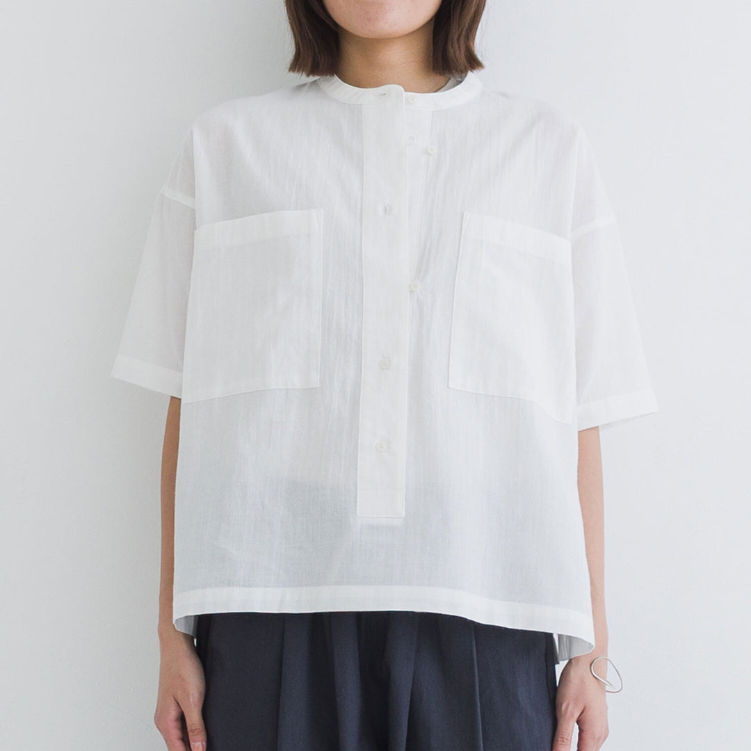 【kermu】透膚府綢大口袋襯衫 Japan E-Shop