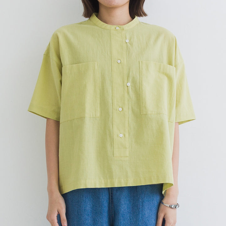 【kermu】透膚府綢大口袋襯衫 Japan E-Shop