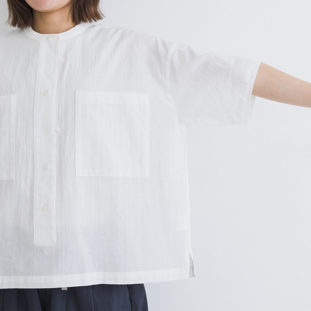 【kermu】透膚府綢大口袋襯衫 Japan E-Shop