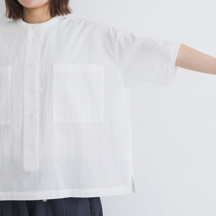 【kermu】透膚府綢大口袋襯衫 Japan E-Shop