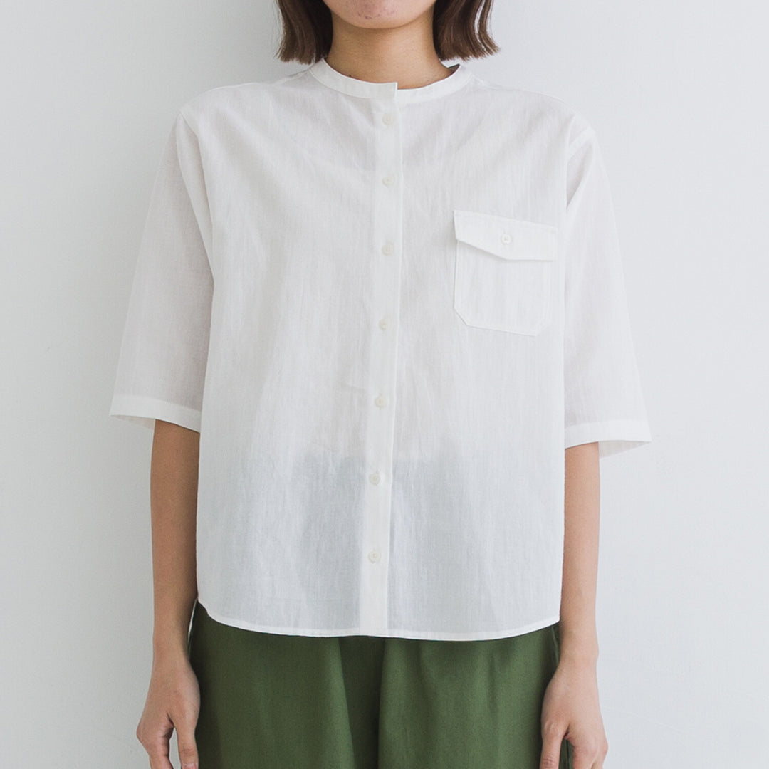 【kermu】棉麻透感袖口打褶襯衫上衣 Japan E-Shop