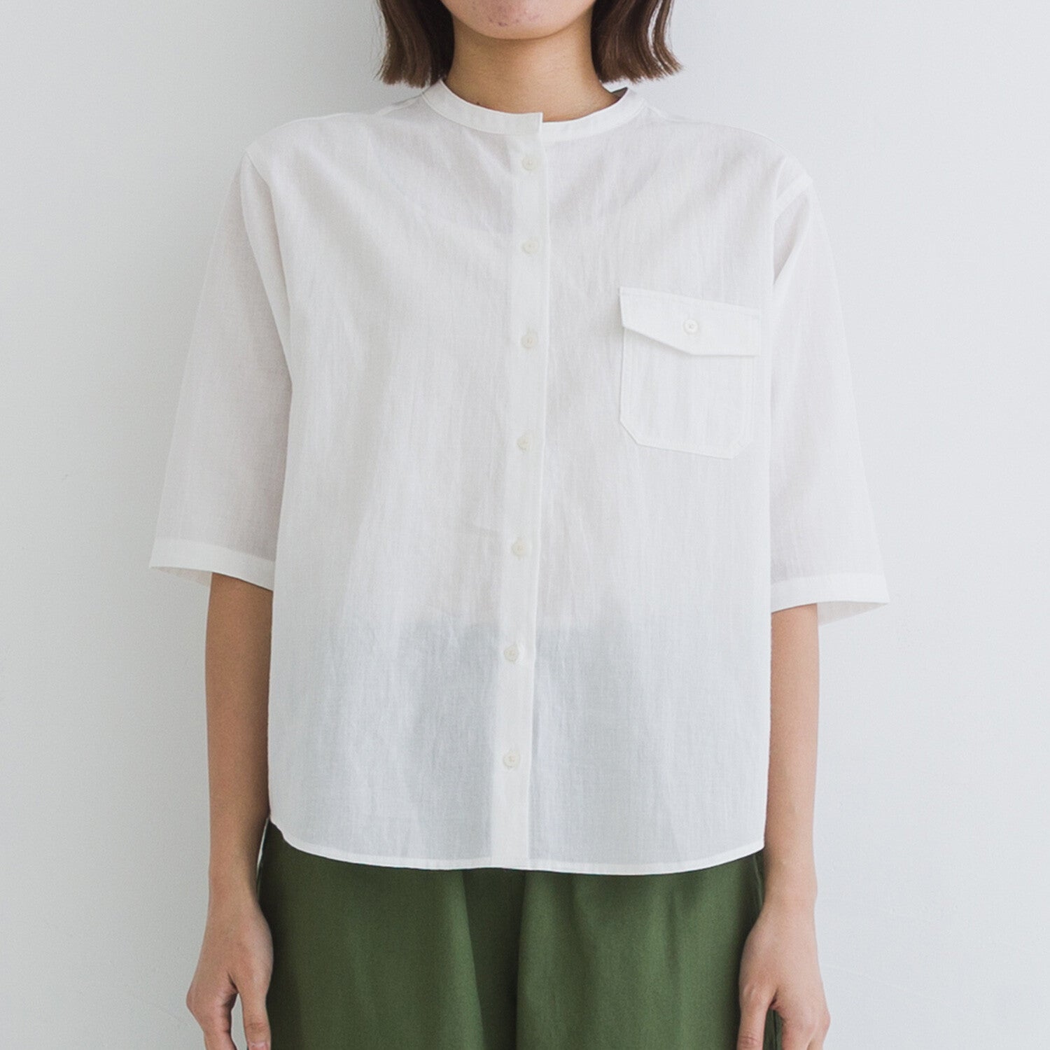 【kermu】棉麻透感袖口打褶襯衫上衣 Japan E-Shop
