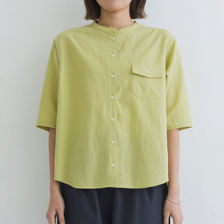 【kermu】棉麻透感袖口打褶襯衫上衣 Japan E-Shop