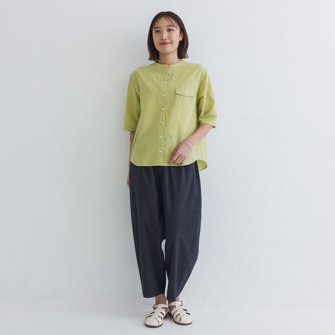 【kermu】棉麻透感袖口打褶襯衫上衣 Japan E-Shop