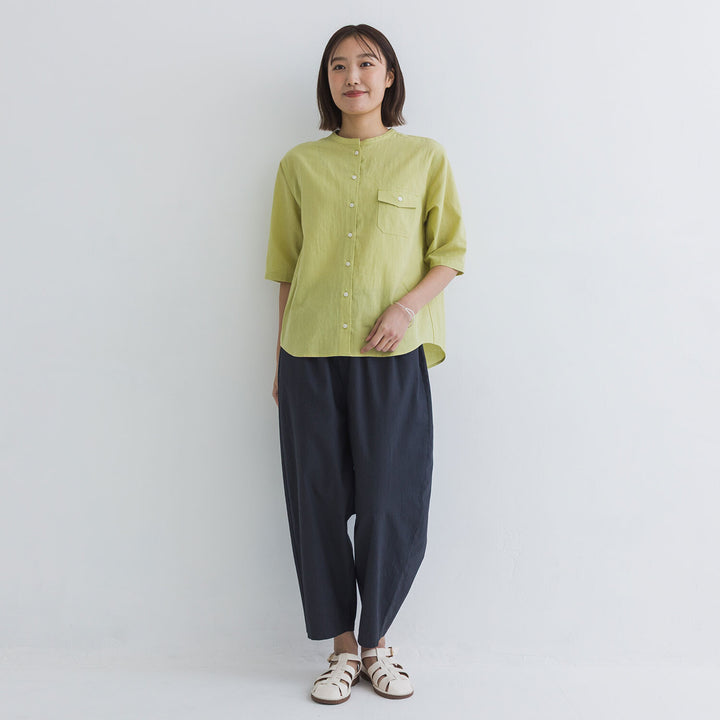 【kermu】棉麻透感袖口打褶襯衫上衣 Japan E-Shop