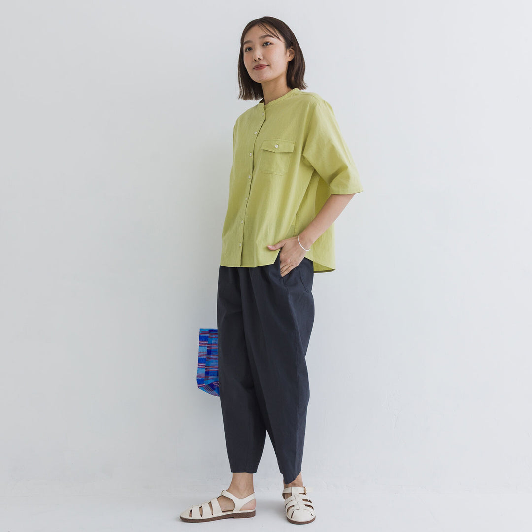 【kermu】棉麻透感袖口打褶襯衫上衣 Japan E-Shop
