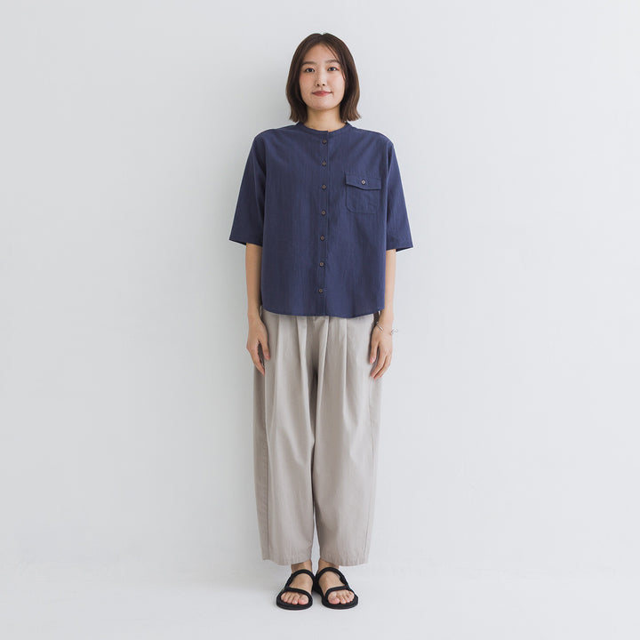 【kermu】棉麻透感袖口打褶襯衫上衣 Japan E-Shop