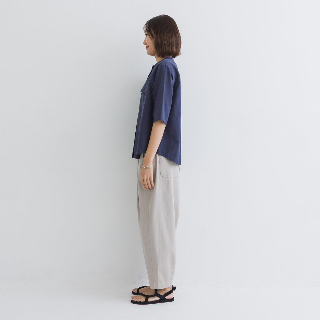 【kermu】棉麻透感袖口打褶襯衫上衣 Japan E-Shop