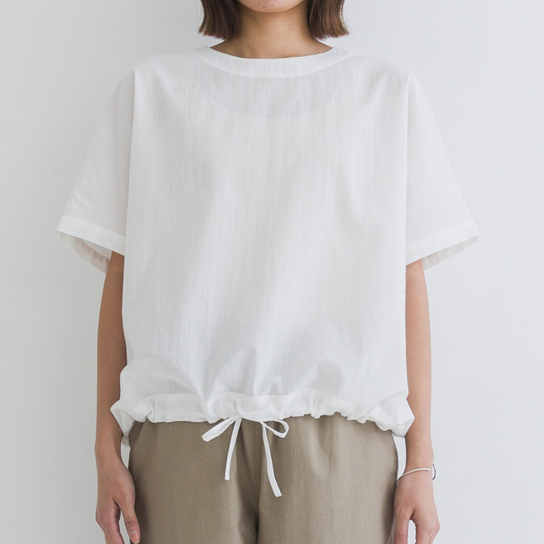 【kermu】棉麻透感抽繩寬版上衣 Japan E-Shop