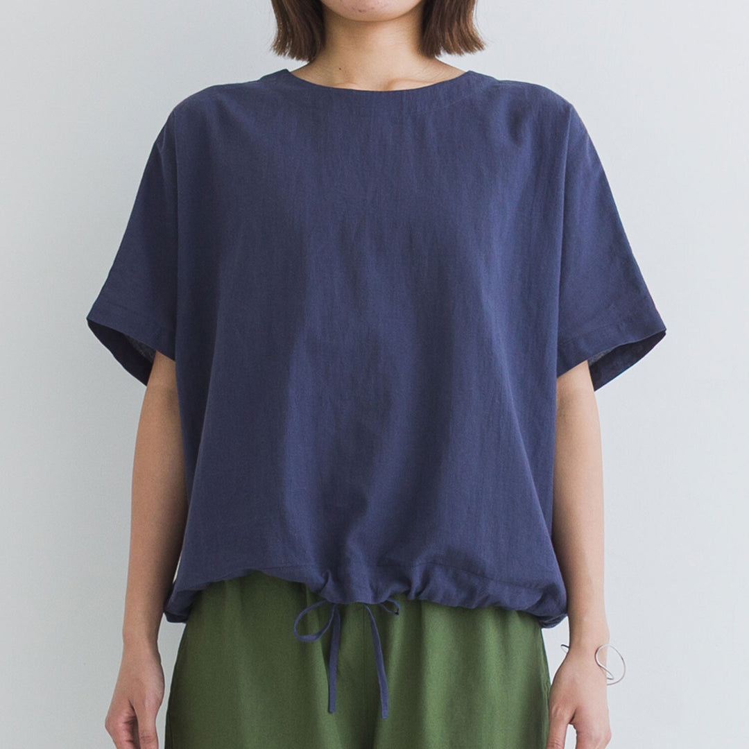 【kermu】棉麻透感抽繩寬版上衣 Japan E-Shop