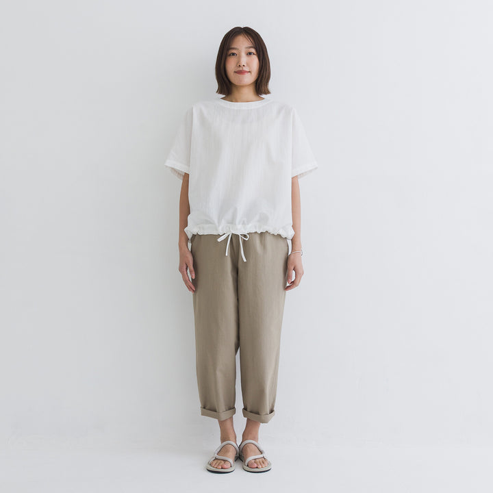 【kermu】棉麻透感抽繩寬版上衣 Japan E-Shop