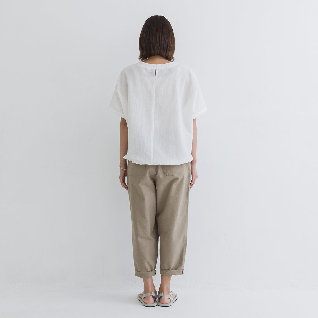 【kermu】棉麻透感抽繩寬版上衣 Japan E-Shop