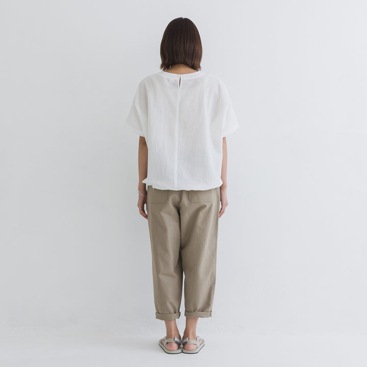 【kermu】棉麻透感抽繩寬版上衣 Japan E-Shop