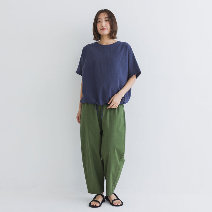 【kermu】棉麻透感抽繩寬版上衣 Japan E-Shop