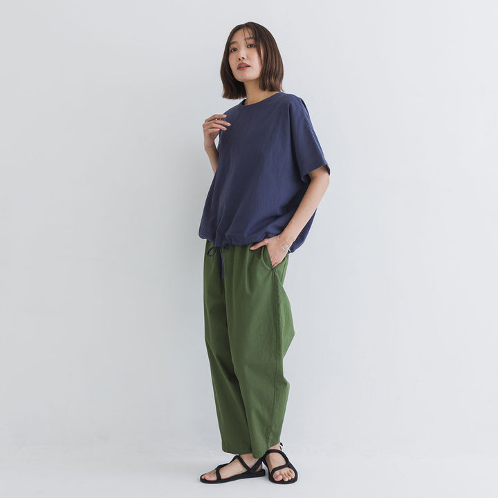 【kermu】棉麻透感抽繩寬版上衣 Japan E-Shop